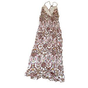 Victoria's Secret Boho Floral Maxi Dress Women Small Crochet Lace Flowy Fabric